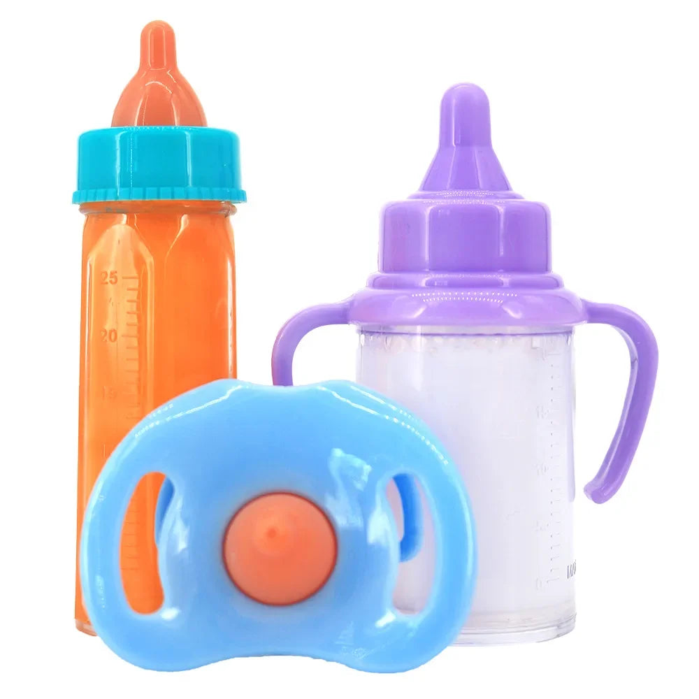 Set Biberon Gigante per Bambole – 2 Pezzi con Latte, Succo e Ciuccio Giocattolo