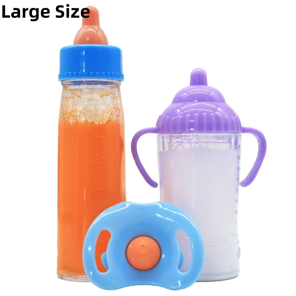 Set Biberon Gigante per Bambole – 2 Pezzi con Latte, Succo e Ciuccio Giocattolo